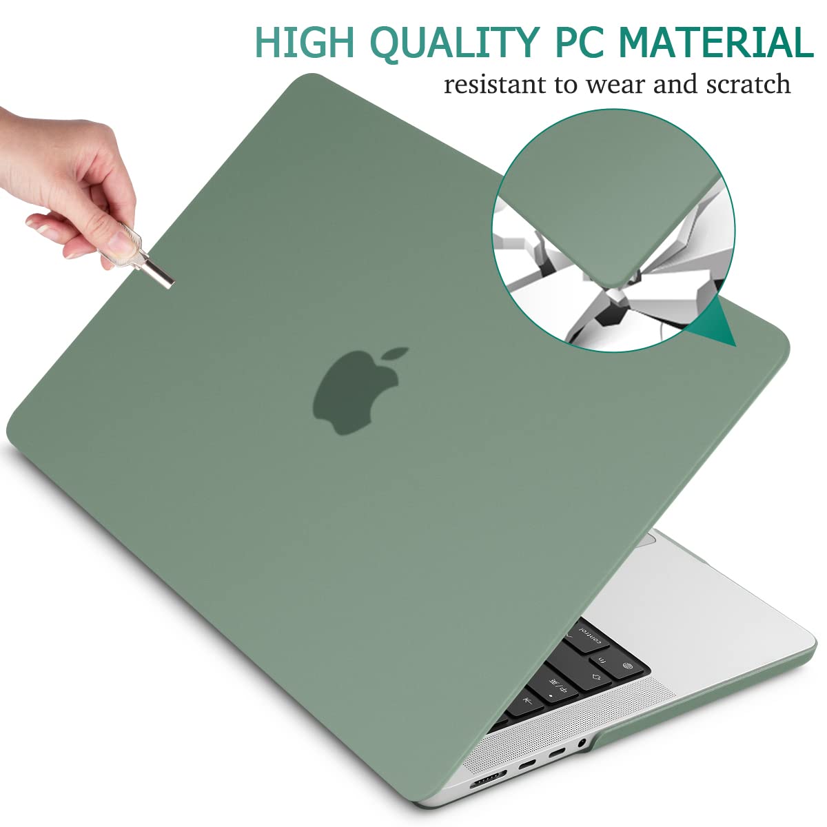 Midnight Green Hardshell Case with Keyboard Cover for 14 MacBook Pro M2 A2779 & M1 A2442 (2021-2023)