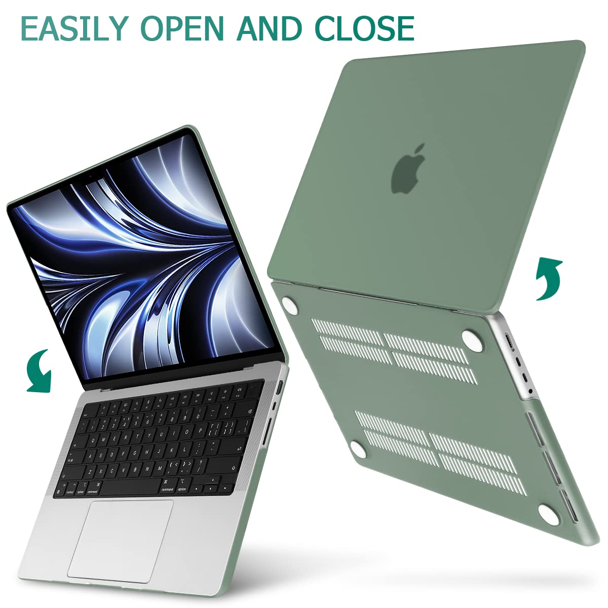Midnight Green Hardshell Case with Keyboard Cover for 14 MacBook Pro M2 A2779 & M1 A2442 (2021-2023)
