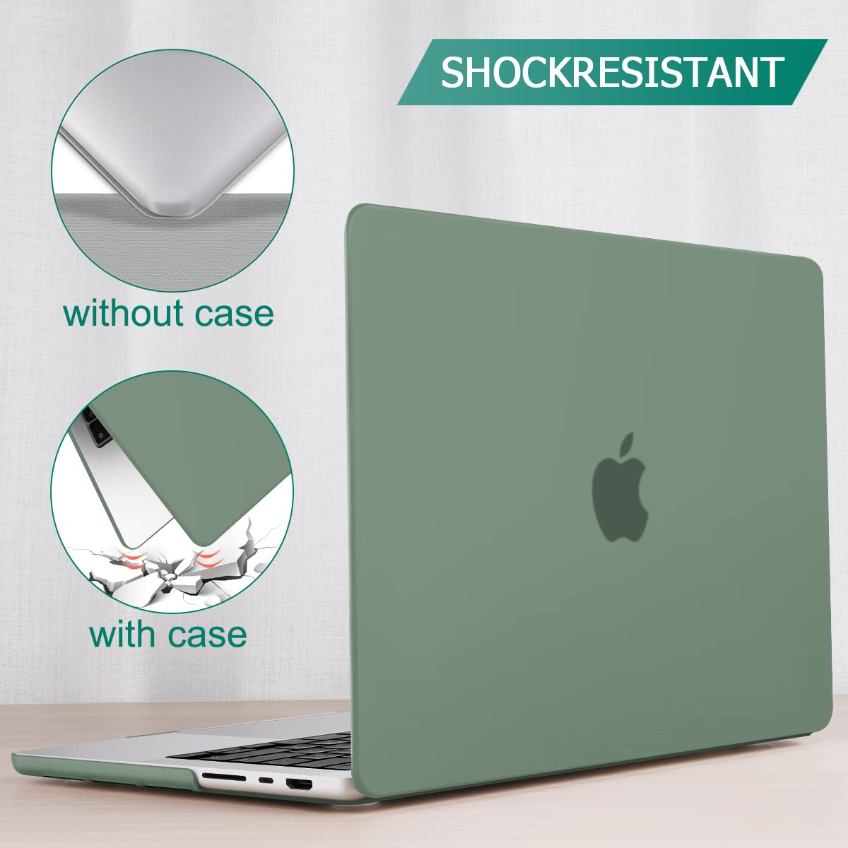 Midnight Green Hardshell Case with Keyboard Cover for 14 MacBook Pro M2 A2779 & M1 A2442 (2021-2023)