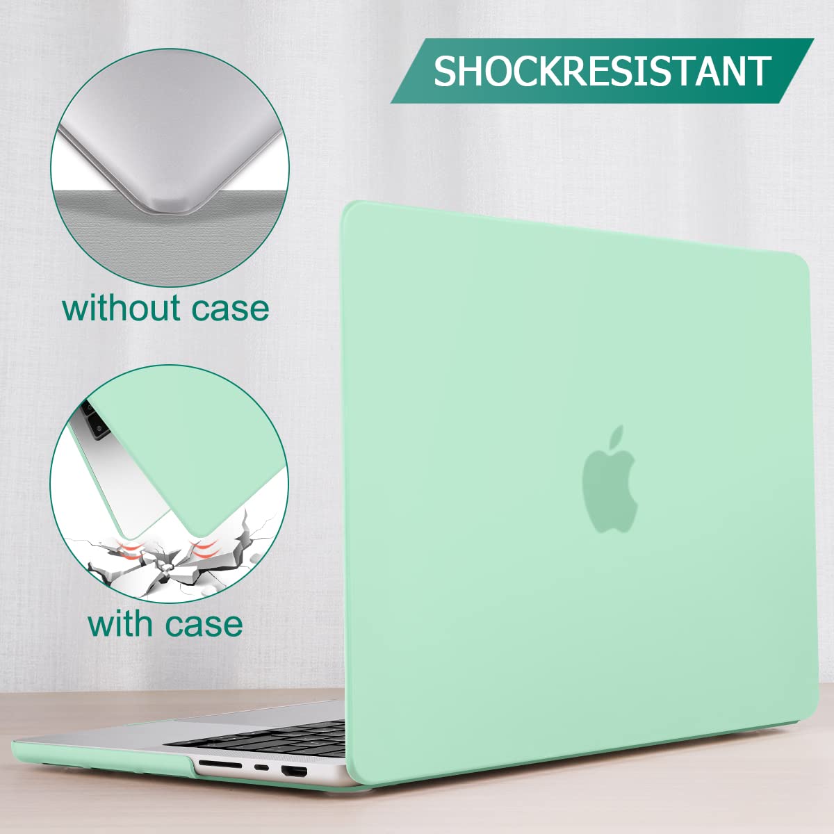 14-Inch MacBook Pro 2021-2023 Hardshell Case with Keyboard Cover in Green for M2 A2779 and M1 A2442