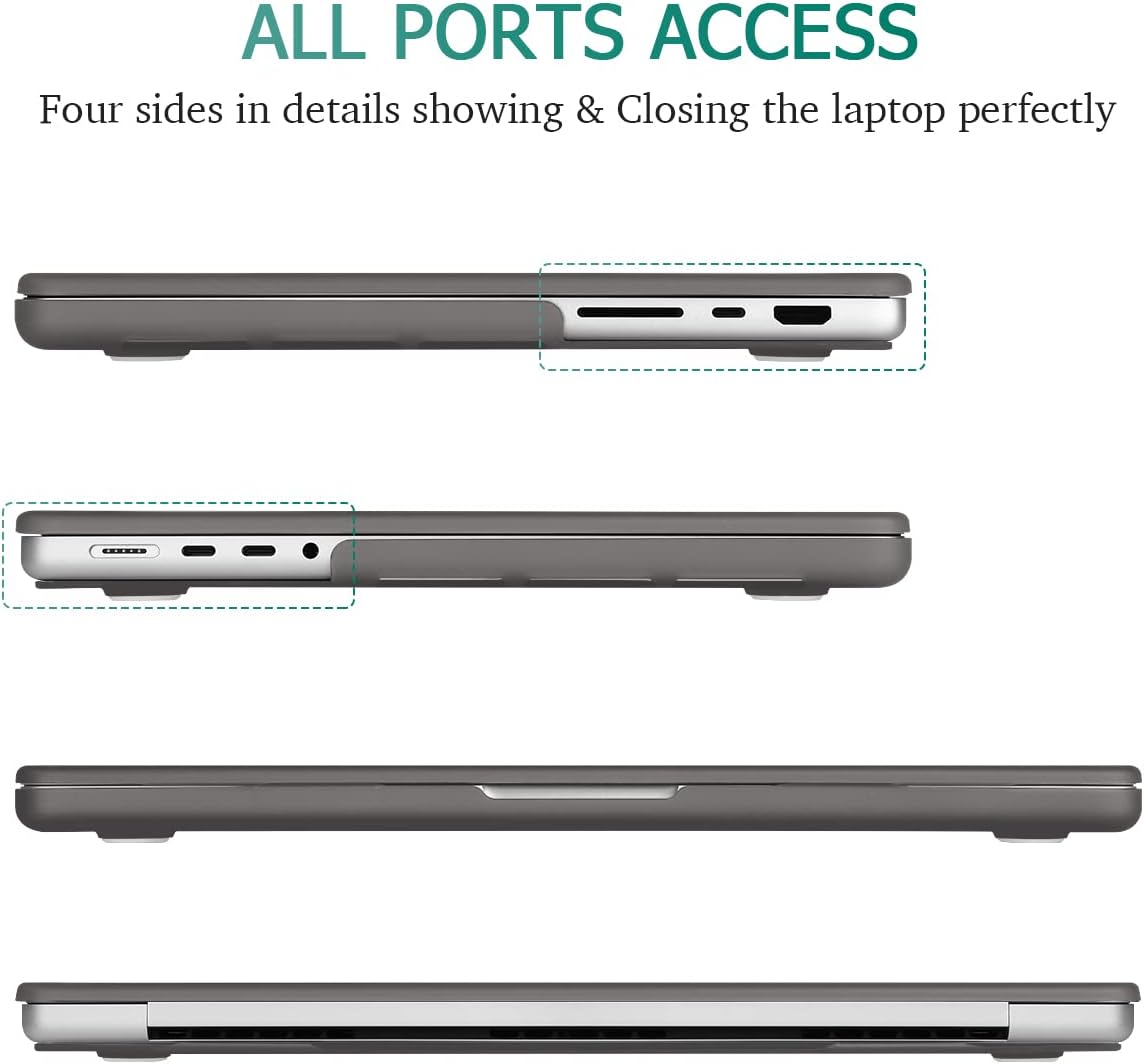 Suitable for MacBook Pro 14 Max Inch Case 2023 2022 2021 M2 A2779 M1 A2442 Hardshell Case Keyboard Cover Grey