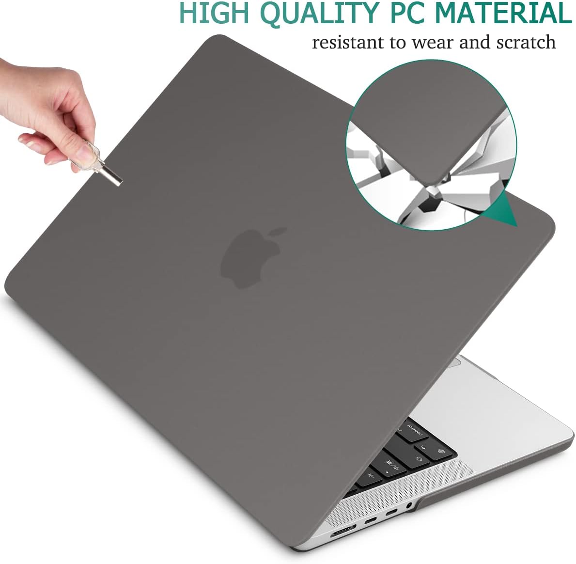 Suitable for MacBook Pro 14 Max Inch Case 2023 2022 2021 M2 A2779 M1 A2442 Hardshell Case Keyboard Cover Grey