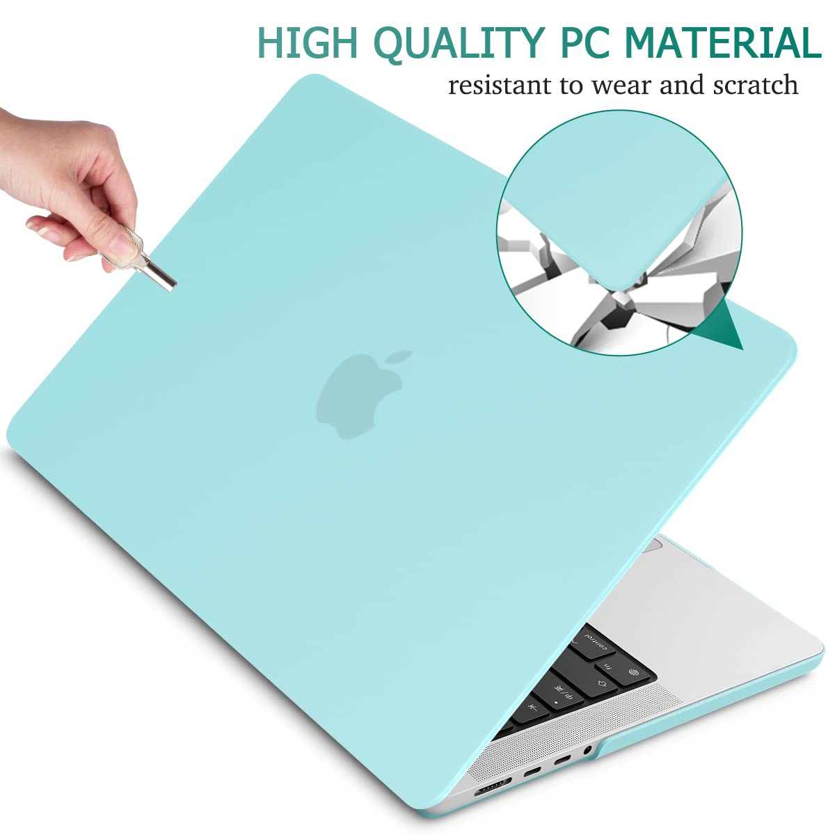 Suitable for MacBook Pro 14 Max Inch Case 2023 2022 2021 M2 A2779 M1 A2442 Hardshell Case Keyboard Cover Turquoise