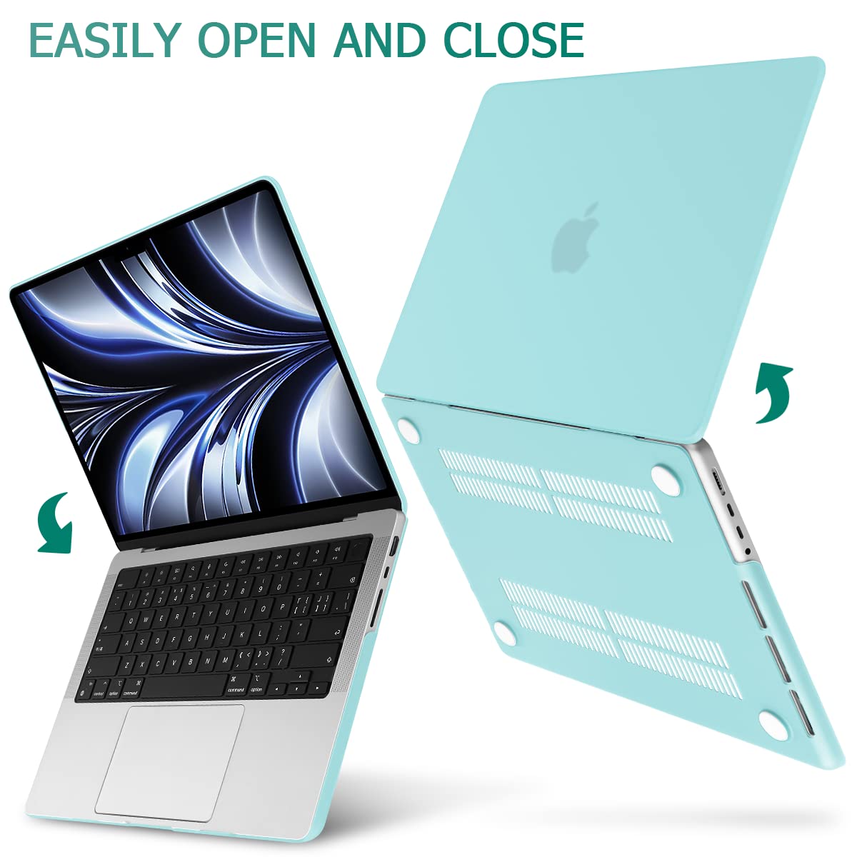 Suitable for MacBook Pro 14 Max Inch Case 2023 2022 2021 M2 A2779 M1 A2442 Hardshell Case Keyboard Cover Turquoise