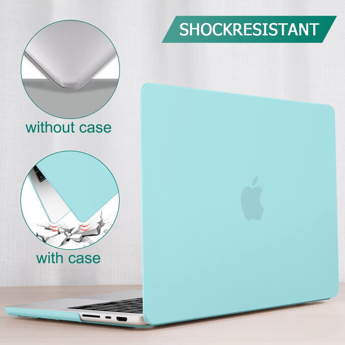 Suitable for MacBook Pro 14 Max Inch Case 2023 2022 2021 M2 A2779 M1 A2442 Hardshell Case Keyboard Cover Turquoise