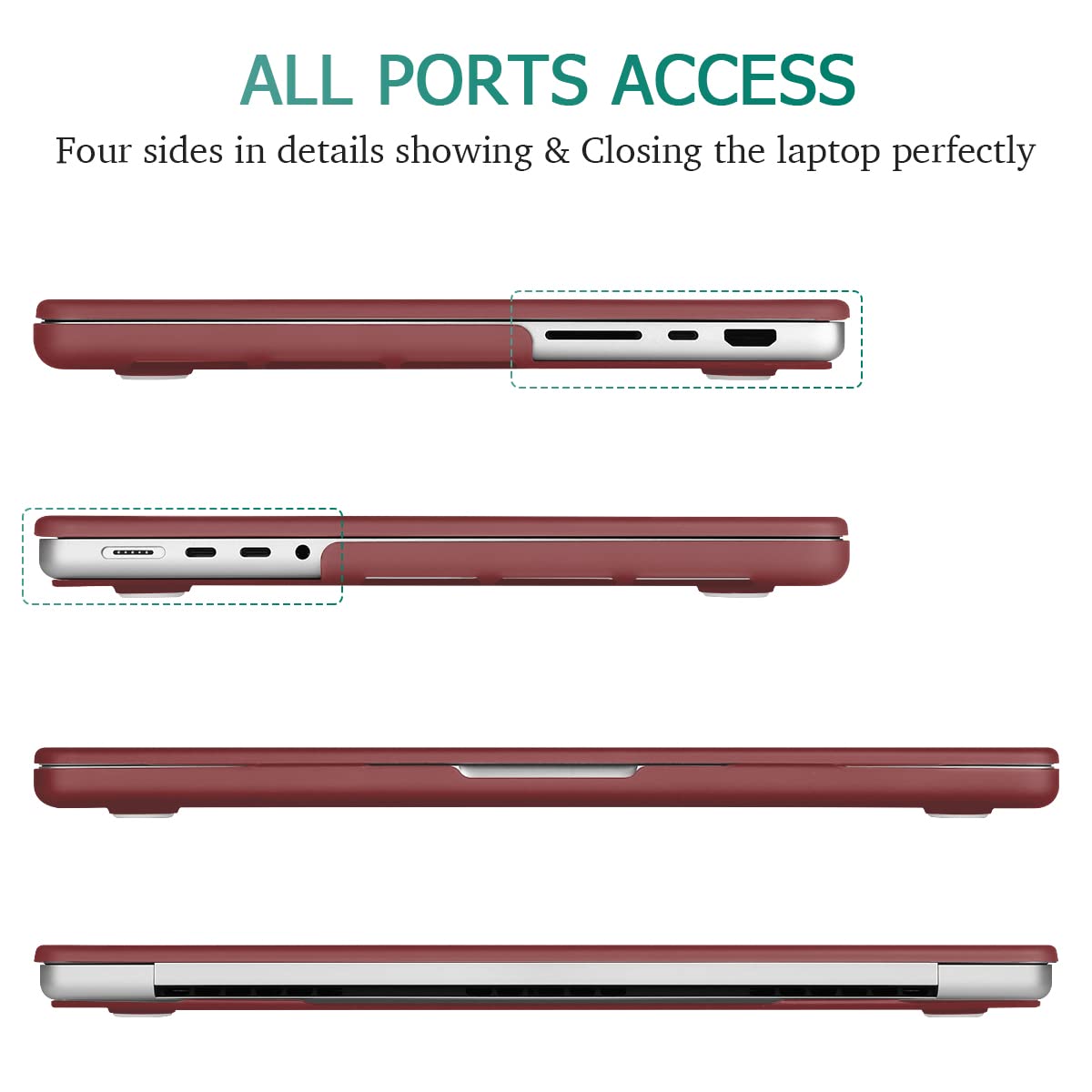 MacBook Pro 14 Hardshell Case & Keyboard Cover - Wine Red for M2 A2779 & M1 A2442 (2021-2023)