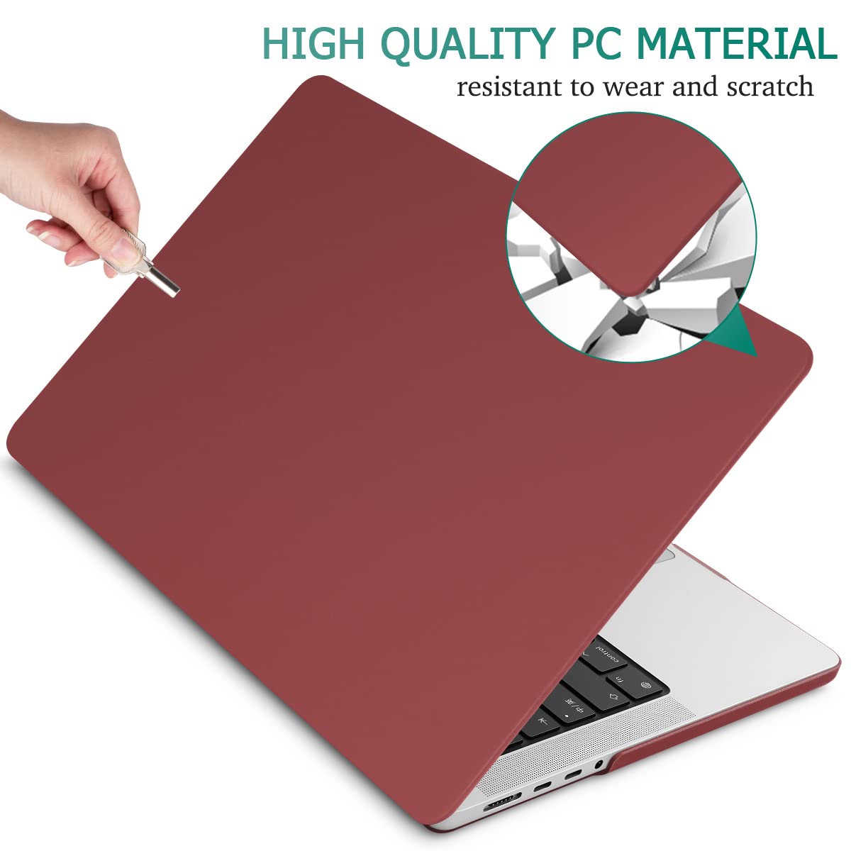 MacBook Pro 14 Hardshell Case & Keyboard Cover - Wine Red for M2 A2779 & M1 A2442 (2021-2023)