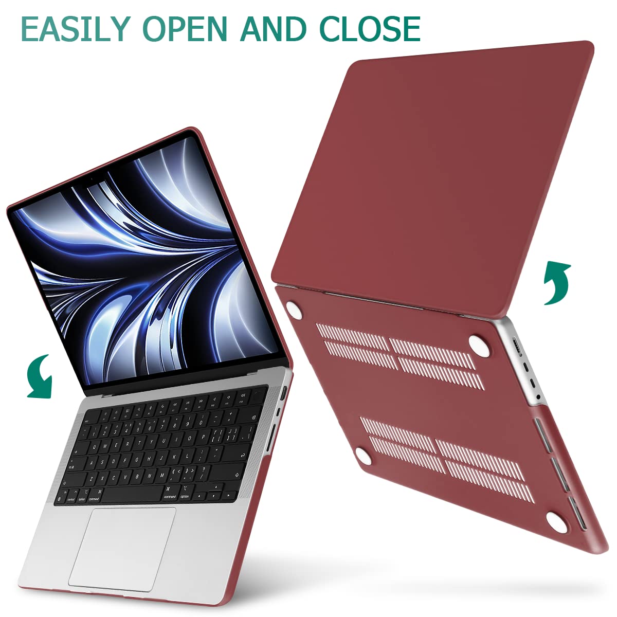 MacBook Pro 14 Hardshell Case & Keyboard Cover - Wine Red for M2 A2779 & M1 A2442 (2021-2023)