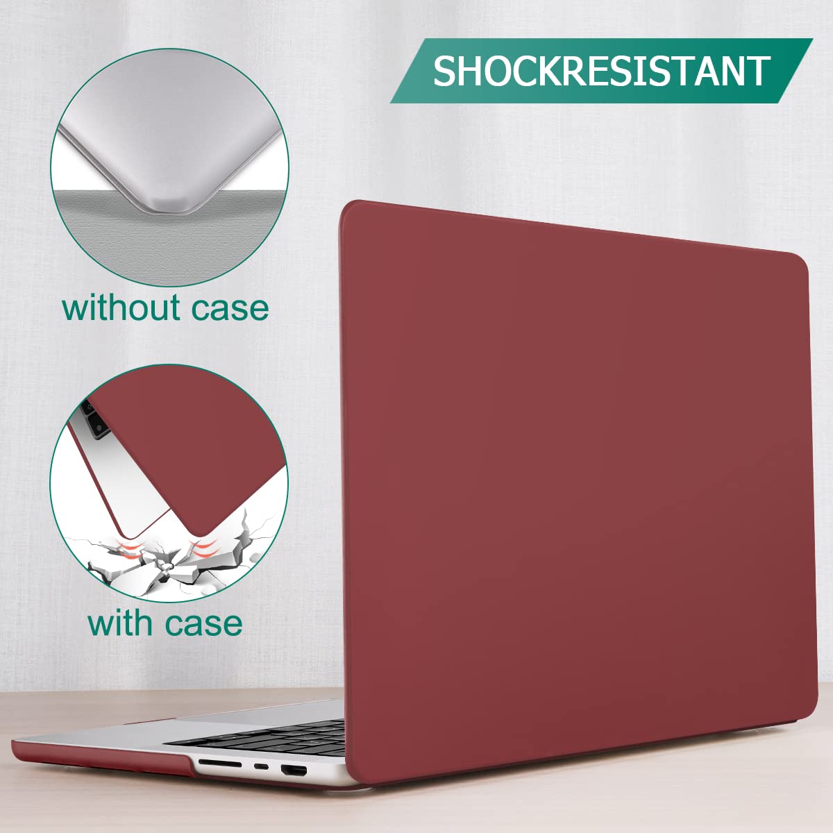 MacBook Pro 14 Hardshell Case & Keyboard Cover - Wine Red for M2 A2779 & M1 A2442 (2021-2023)