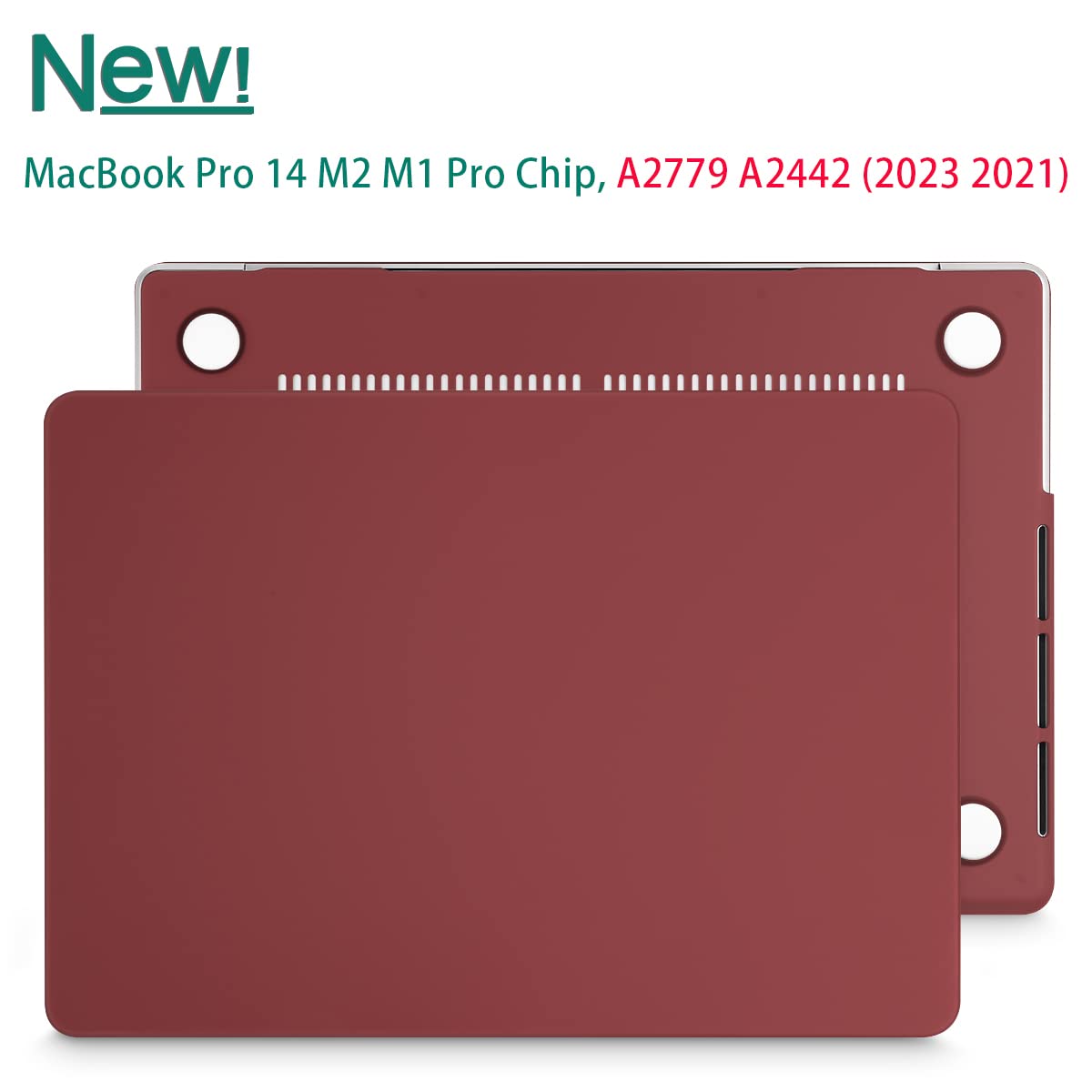 MacBook Pro 14 Hardshell Case & Keyboard Cover - Wine Red for M2 A2779 & M1 A2442 (2021-2023)