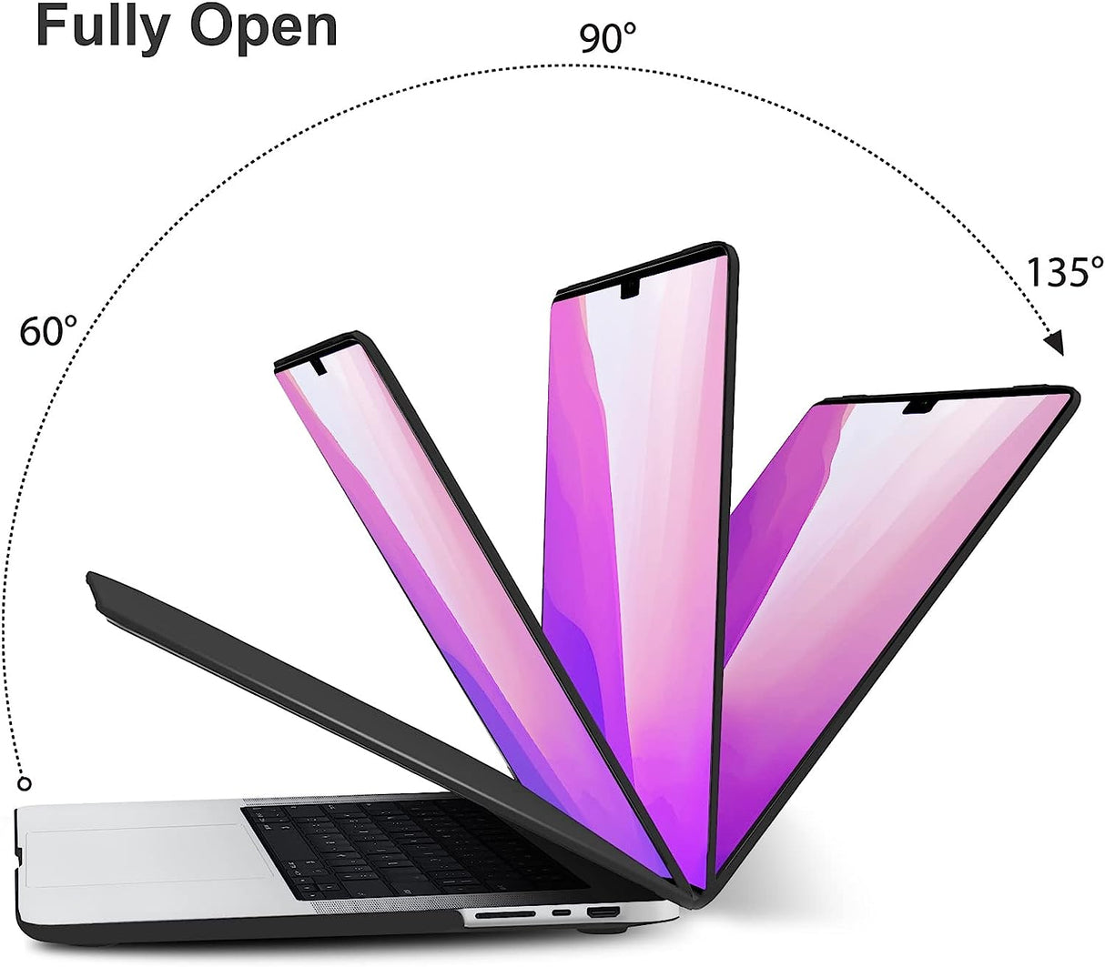 Suitable for MacBook Pro 16 inch Case 2023 2022 2021 M2 A2780 A2485 M1 Pro/Max Hard Shell Case Keyboard Cover Black