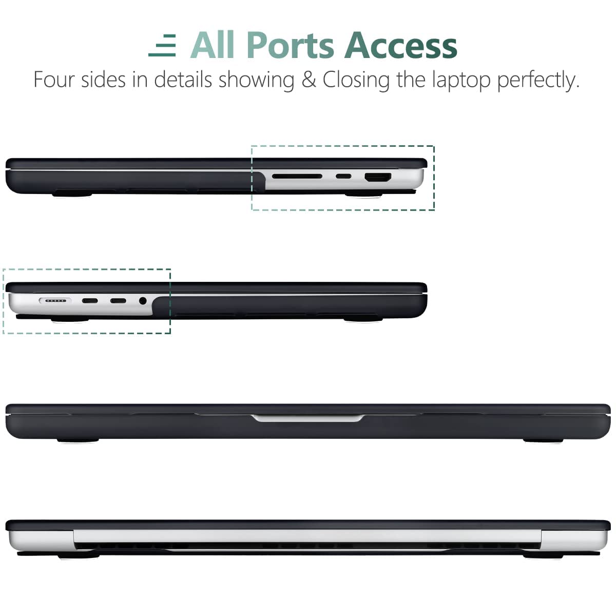 Suitable for MacBook Pro 16 inch Case 2023 2022 2021 M2 A2780 A2485 M1 Pro/Max Hard Shell Case Keyboard Cover Black