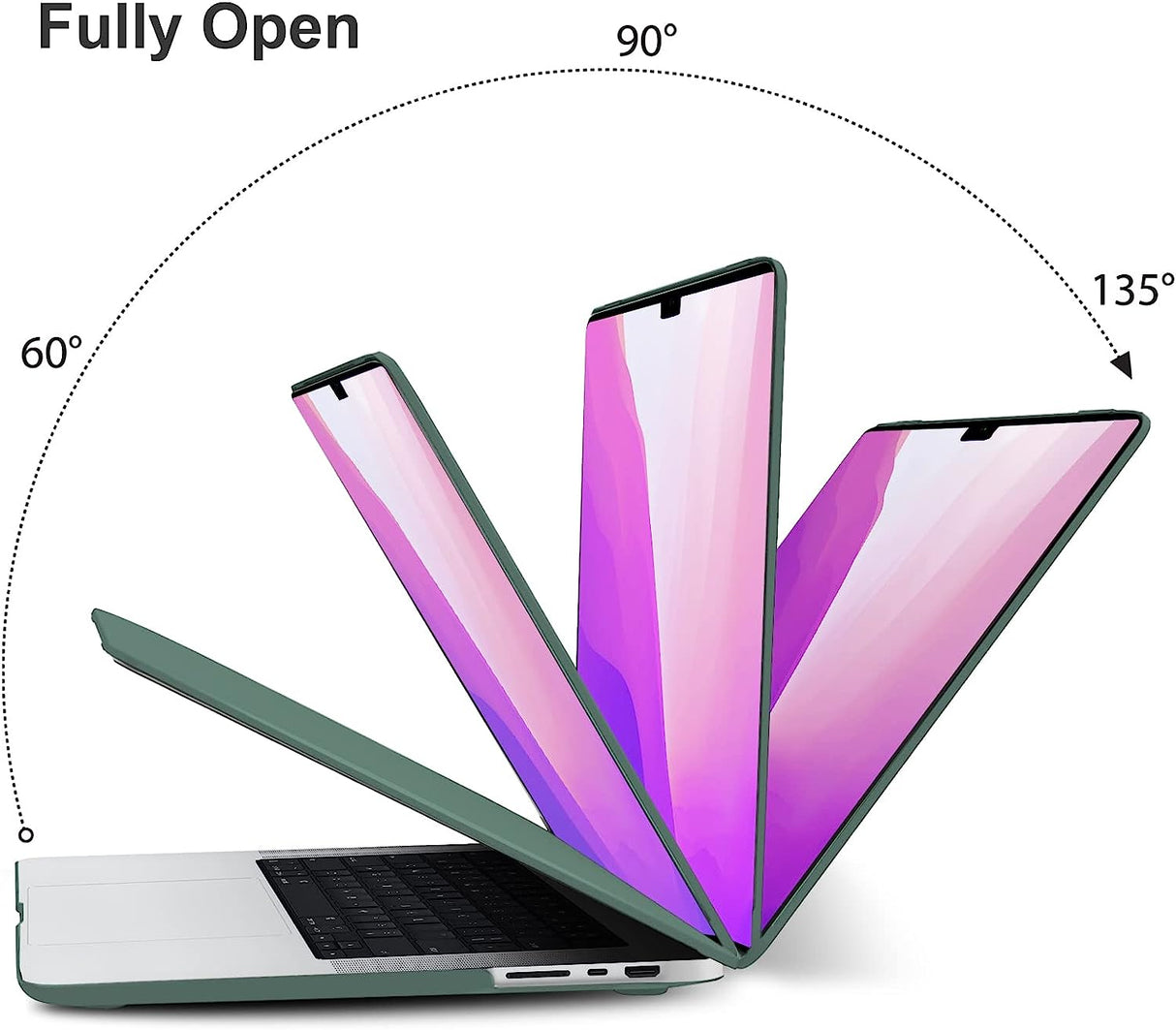 Midnight Green Hard Shell Case and Keyboard Cover for MacBook Pro 16 (2023, 2022, 2021) M2 A2780 A2485 M1 Pro/Max