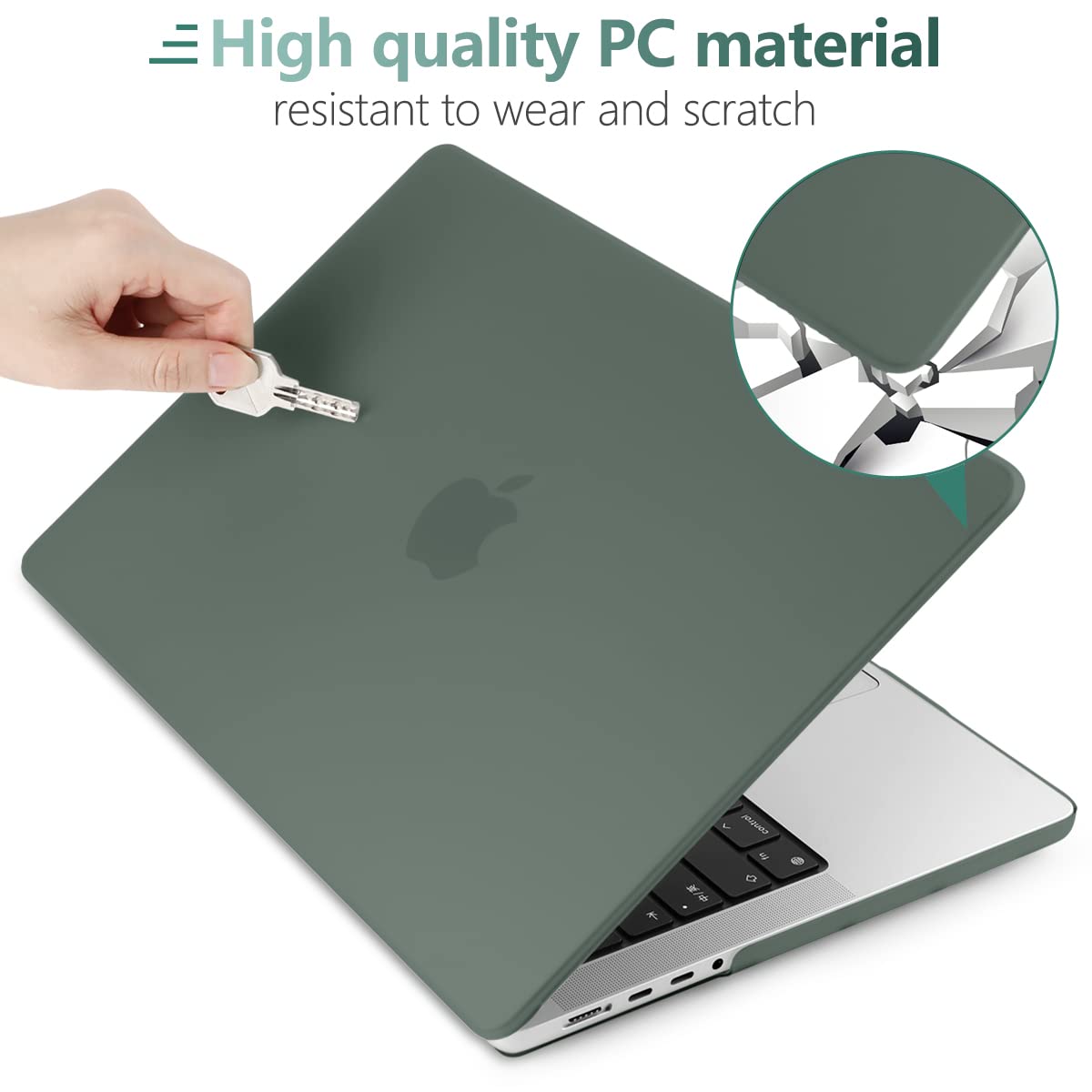 Suitable for MacBook Pro 16 inch Case 2023 2022 2021 M2 A2780 A2485 M1 Pro/Max Hard Shell Case Keyboard Cover Midnight Green