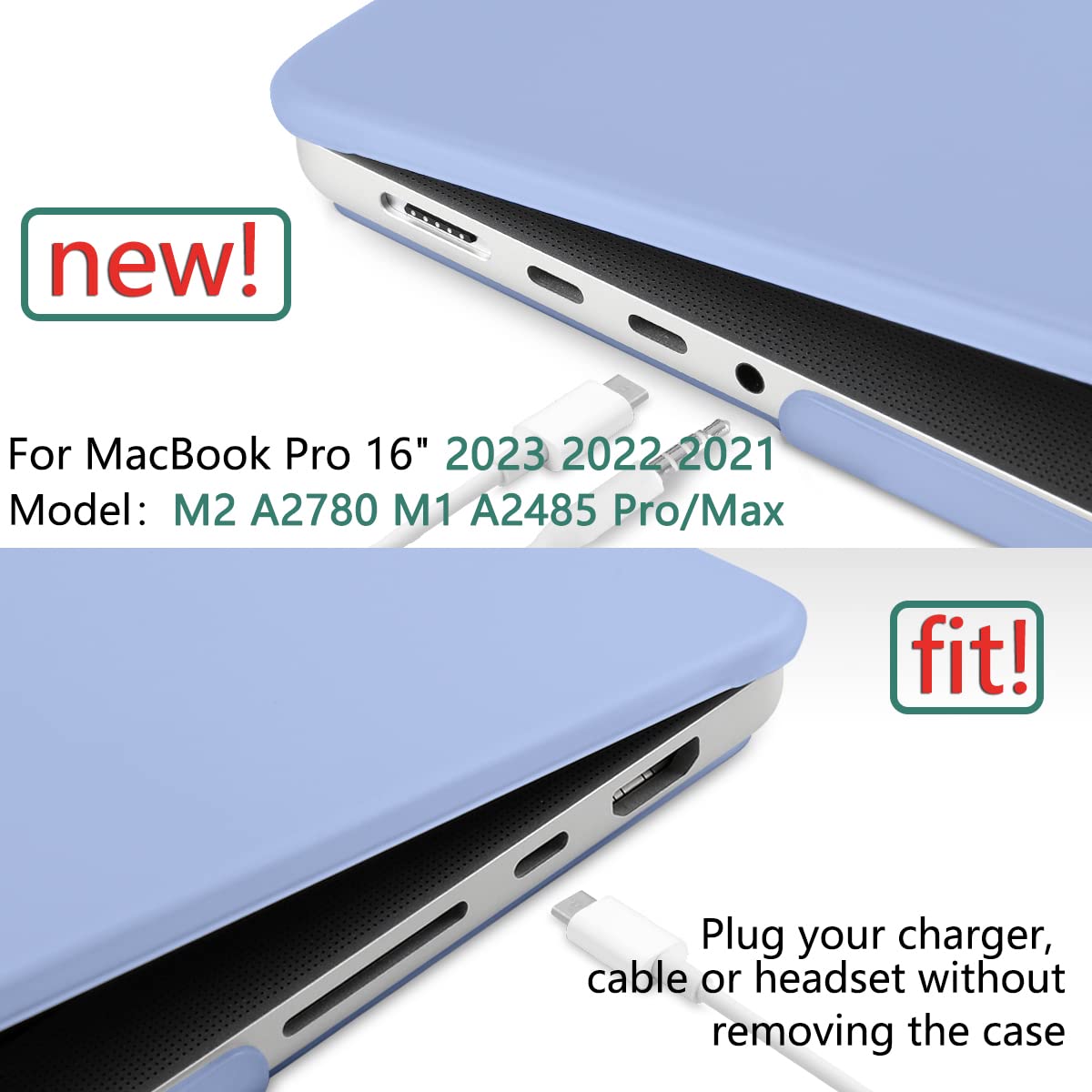 Suitable for MacBook Pro 16 inch Case 2023 2022 2021 M2 A2780 A2485 M1 Pro/Max Hard Shell Case Keyboard Cover