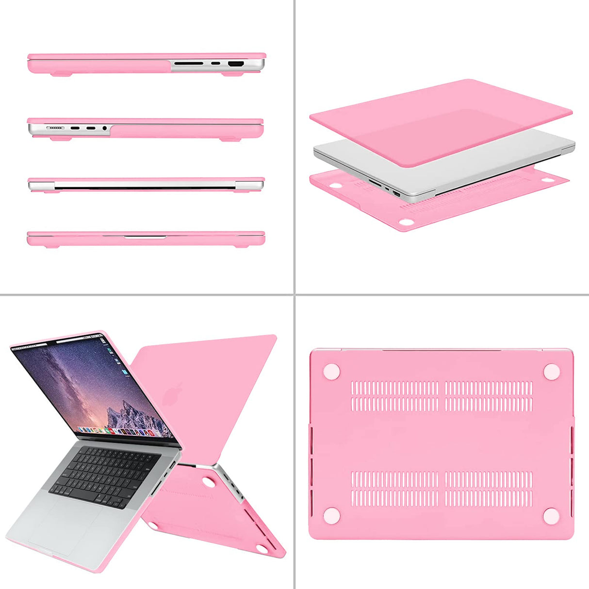 Stylish Pink Hard Shell Case with Keyboard Cover for MacBook Pro 16 (2021-2023) M2/M1 Pro/Max - Model A2780/A2485 Compatible