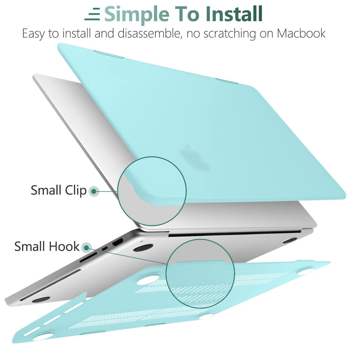 Turquoise Hard Shell Case with Keyboard Cover for MacBook Pro 16 (2023/2022/2021, M2/M1 Pro/Max) - Model A2780 & A2485 Compatible