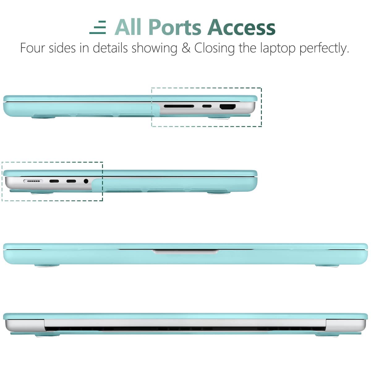 Turquoise Hard Shell Case with Keyboard Cover for MacBook Pro 16 (2023/2022/2021, M2/M1 Pro/Max) - Model A2780 & A2485 Compatible