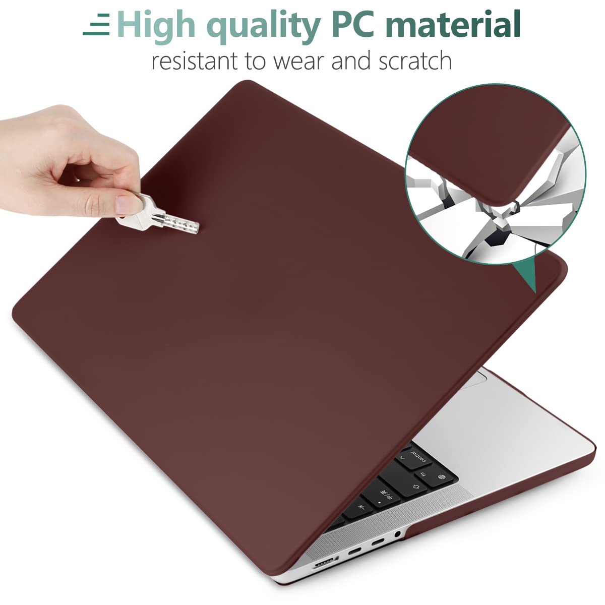 Suitable for MacBook Pro 16 inch Case 2023 2022 2021 M2 A2780 A2485 M1 Pro/Max Hard Shell Case Keyboard Cover Wine Red