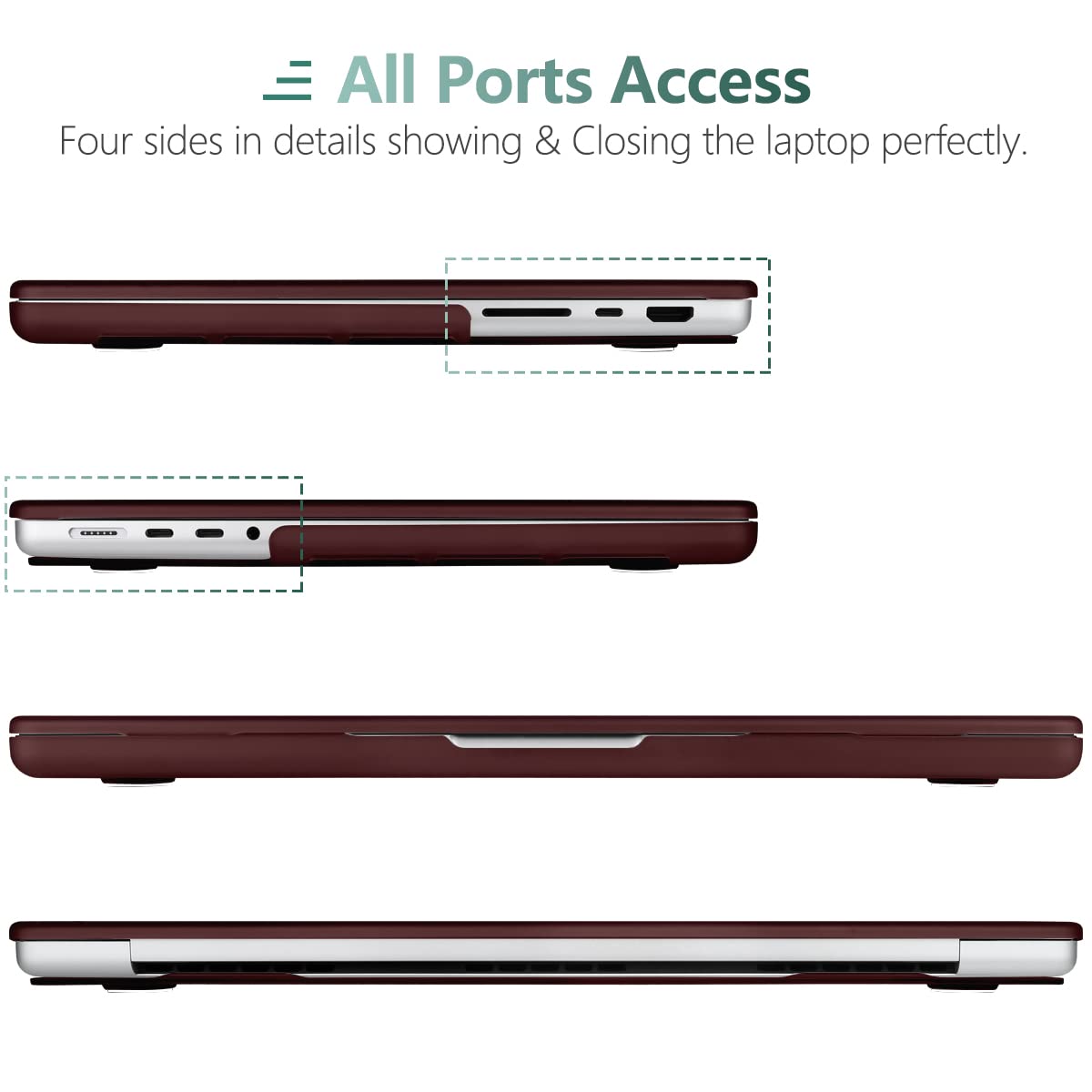 Suitable for MacBook Pro 16 inch Case 2023 2022 2021 M2 A2780 A2485 M1 Pro/Max Hard Shell Case Keyboard Cover Wine Red