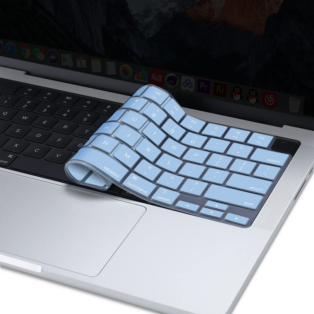 Keyboard Cover Skin For MacBook Air Pro 13 13.6 14 15.3 16 A2442 A2779 A2485 A2780 A2681 A2941 M1 M2 2021 to 2023 Sky Blue