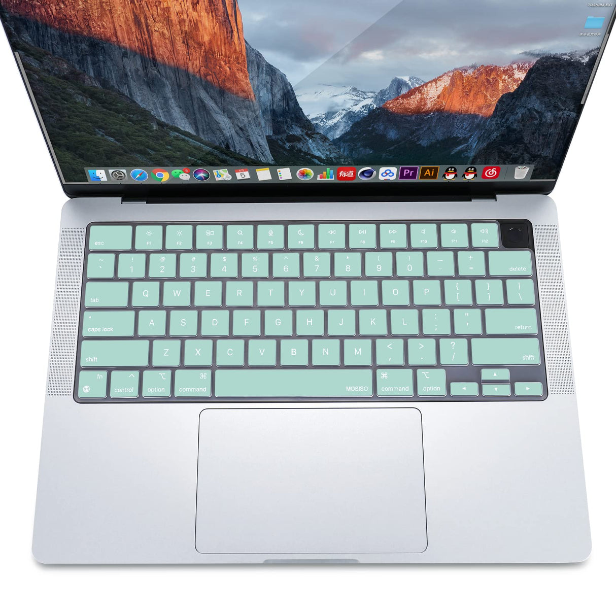Keyboard Cover Skin For MacBook Air Pro 13 13.6 14 15.3 16 A2442 A2779 A2485 A2780 A2681 A2941 M1 M2 2021 to 2023 Mint Green