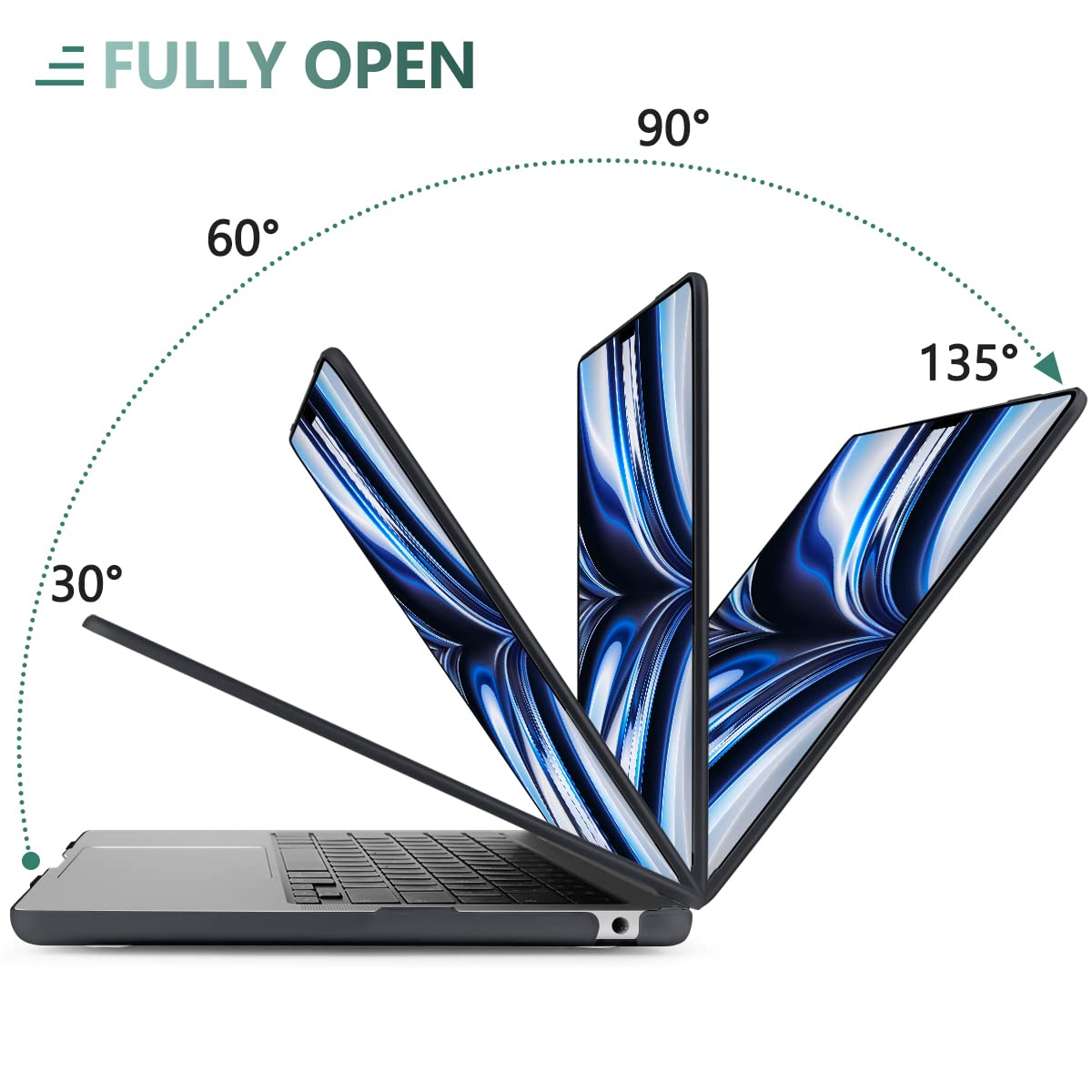Frosted Hard Shell Case & Keyboard Skin for 2023/2022 MacBook Air 13 M2 Model A2681 - Black