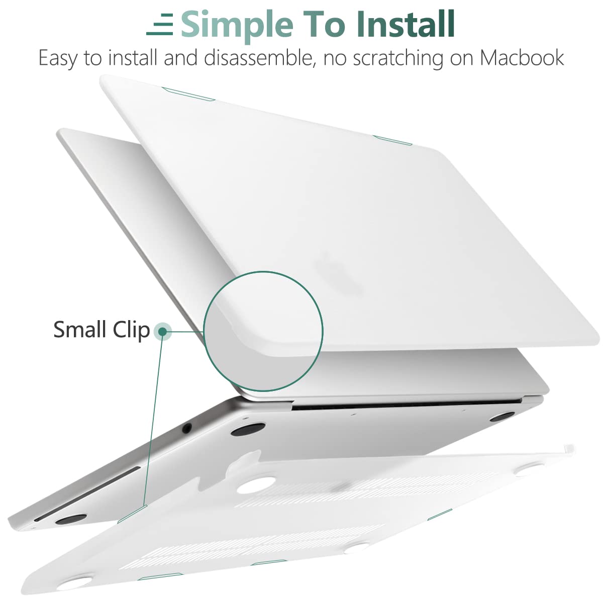 Stylish Hard Shell Case & Keyboard Skin for 2023/2022 MacBook Air 13 M2 A2681 - White