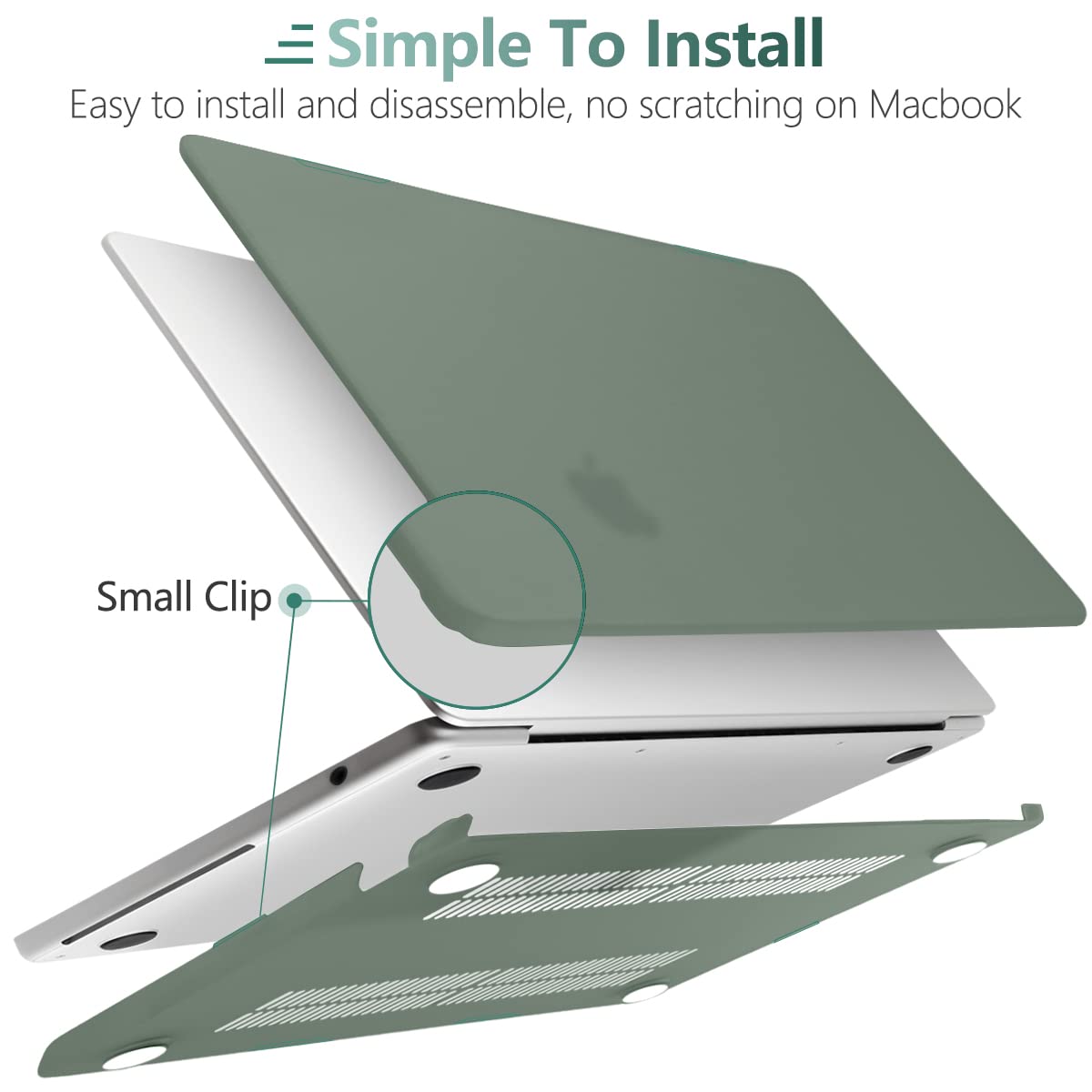 Suitable for 2023 2022 MacBook Air 13 inch case M2 Model A2681 Hard Shell Case Keyboard Cover Midnight Green