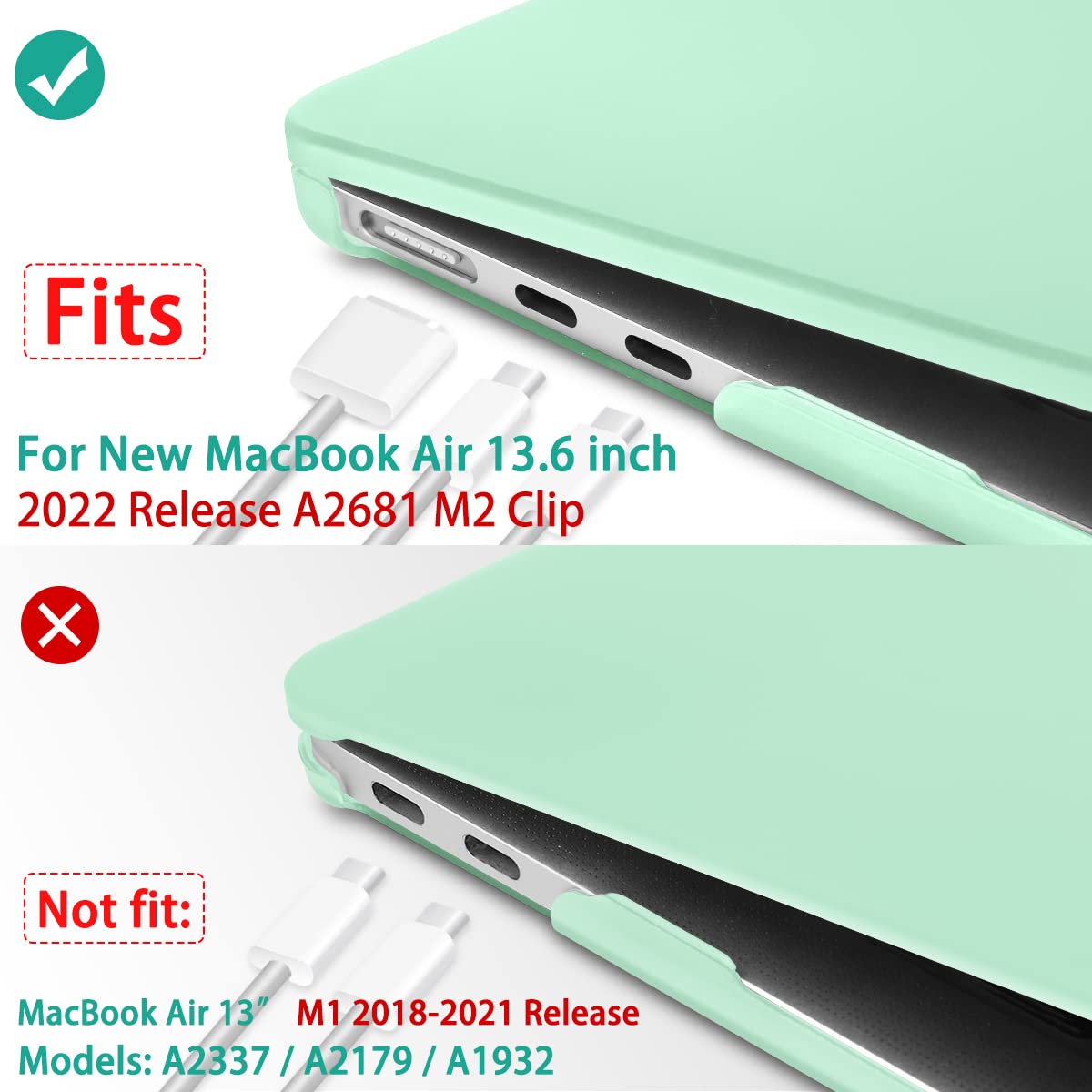 Frosted Hard Shell Case & Keyboard Skin for 2023/2022 MacBook Air 13 M2 Model A2681 - Green