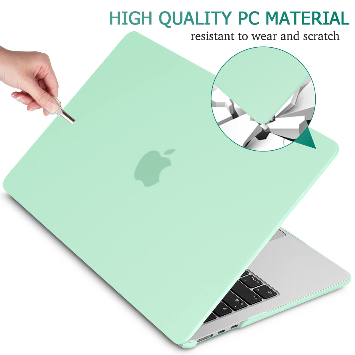 Frosted Hard Shell Case & Keyboard Skin for 2023/2022 MacBook Air 13 M2 Model A2681 - Green