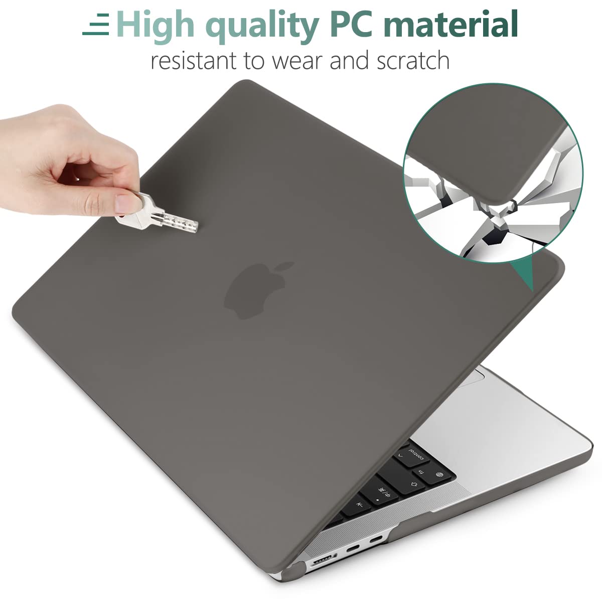 Premium Grey Hard Shell Case & Keyboard Cover for 2023/2022 MacBook Air 13 M2 Model A2681