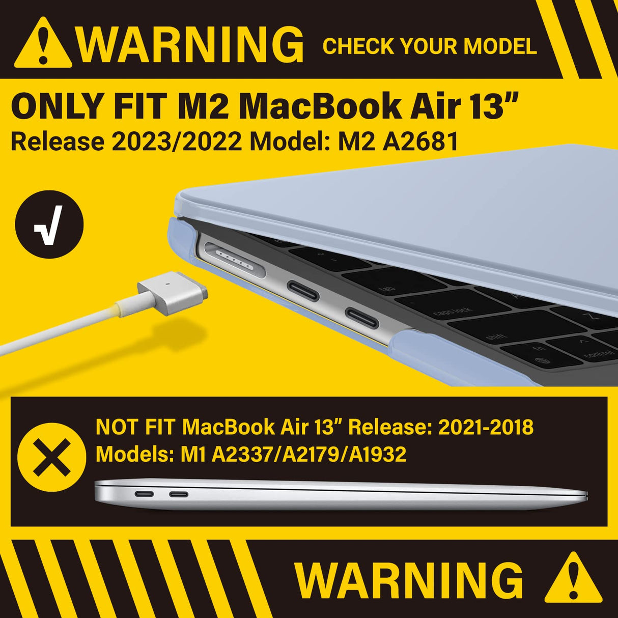 Frosted Hard Shell Case with Keyboard Cover for 2023-2022 MacBook Air 13 M2 (Model A2681)