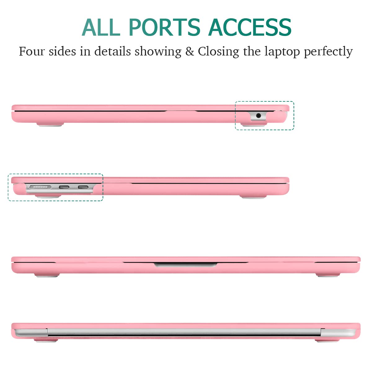 Chic Pink Hard Shell Case with Keyboard Protector for 2023/2022 MacBook Air 13-inch M2 Model A2681