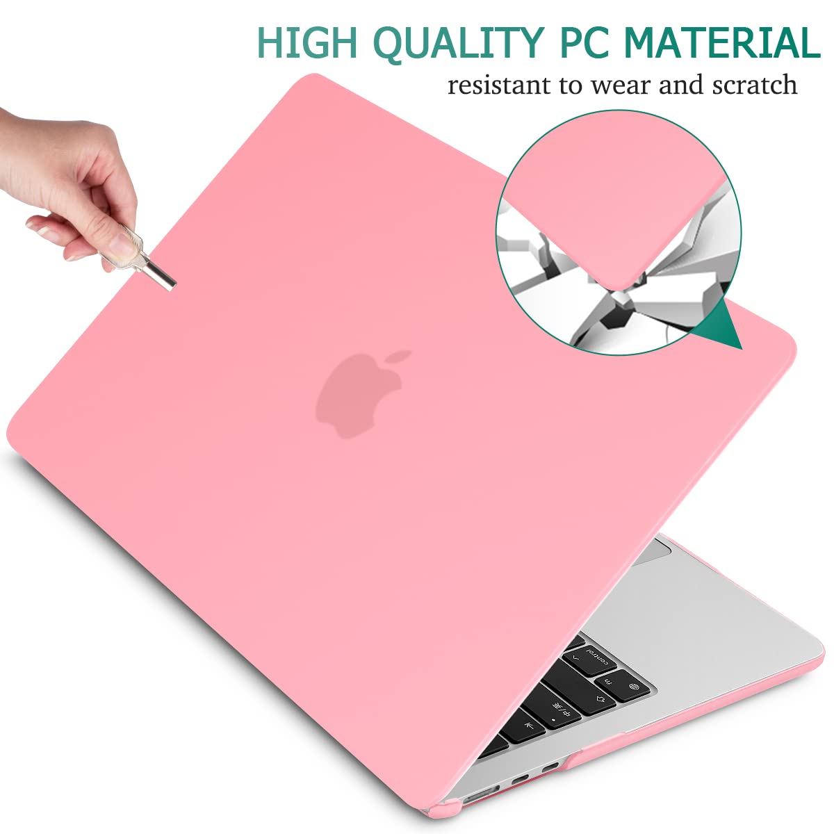 Chic Pink Hard Shell Case with Keyboard Protector for 2023/2022 MacBook Air 13-inch M2 Model A2681