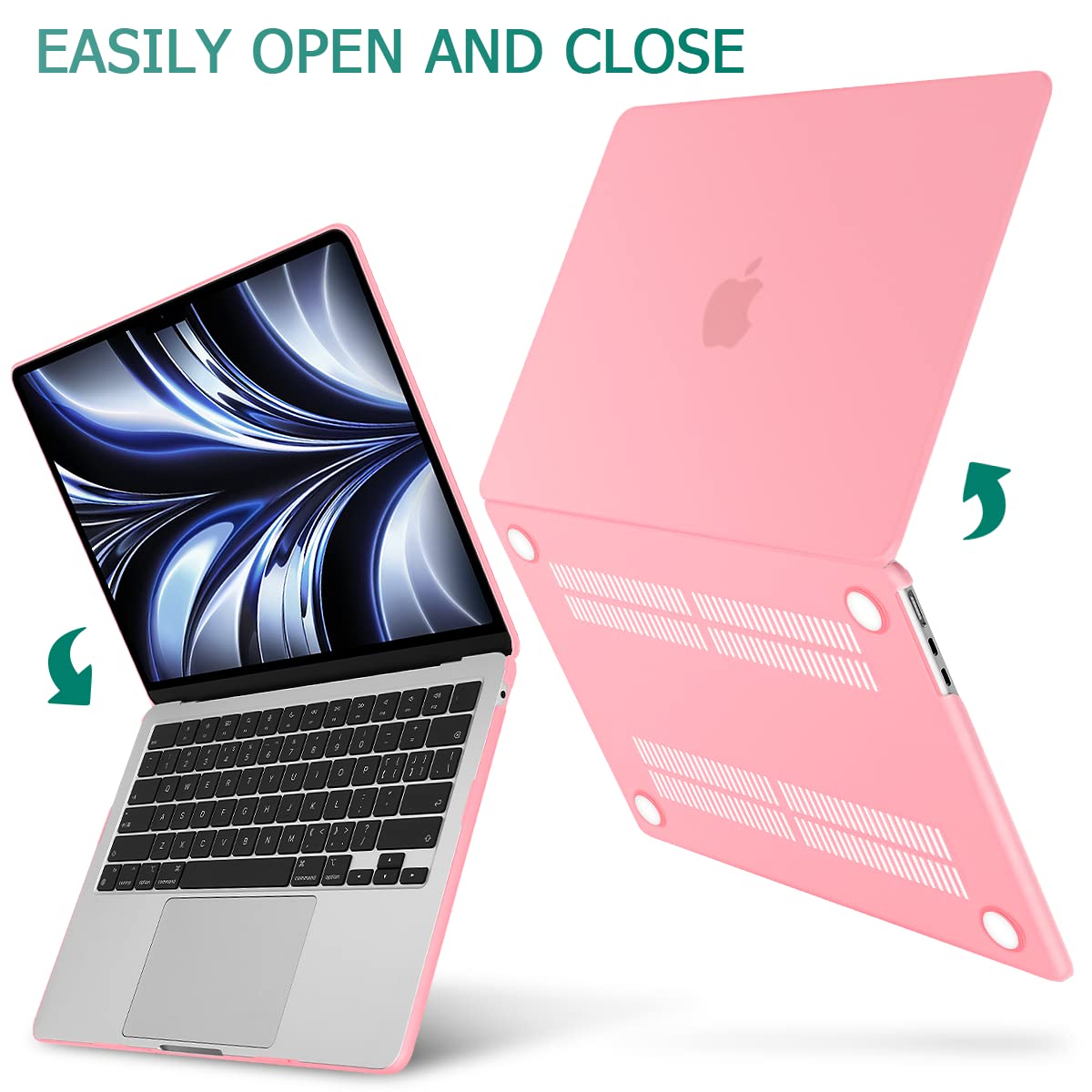 Chic Pink Hard Shell Case with Keyboard Protector for 2023/2022 MacBook Air 13-inch M2 Model A2681