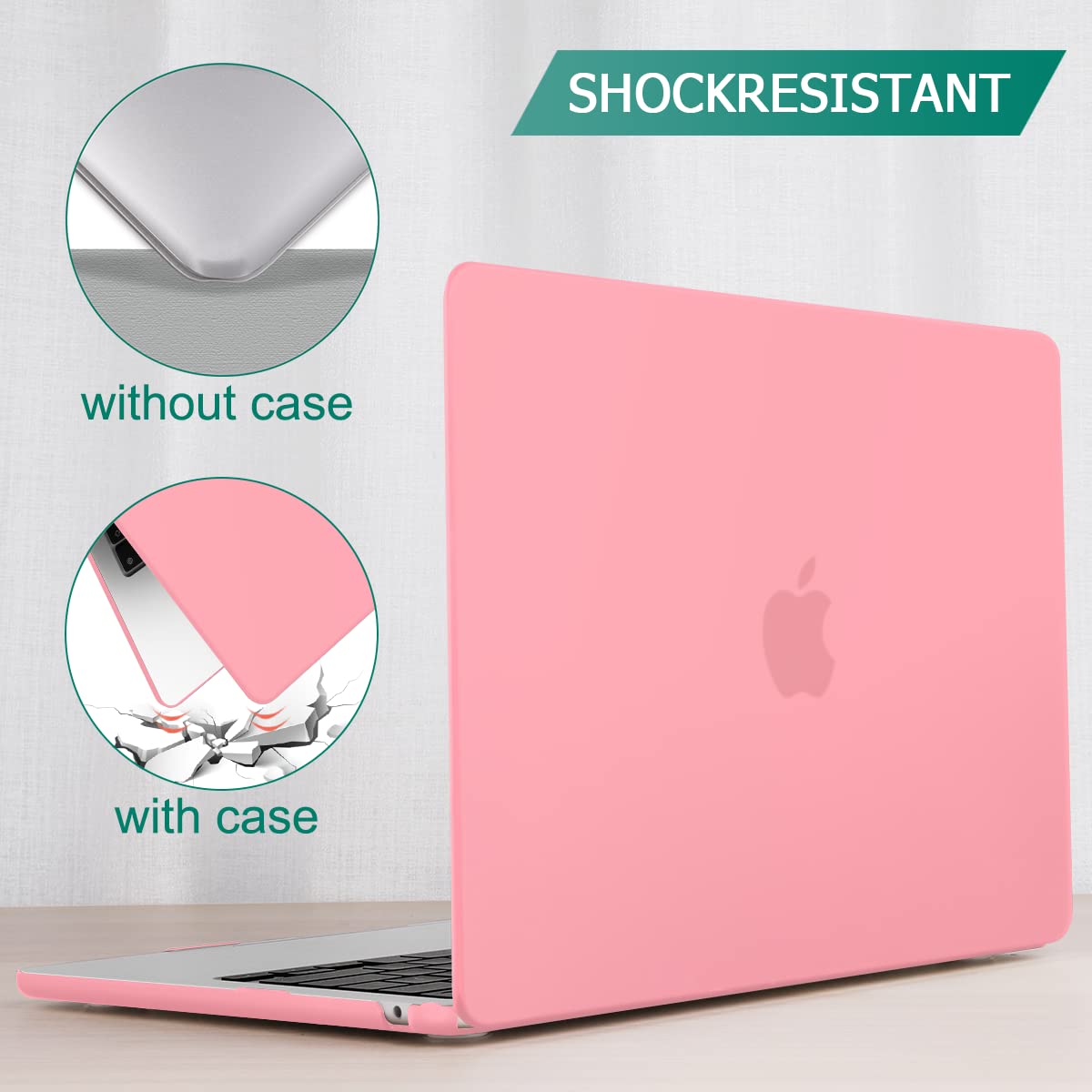 Chic Pink Hard Shell Case with Keyboard Protector for 2023/2022 MacBook Air 13-inch M2 Model A2681