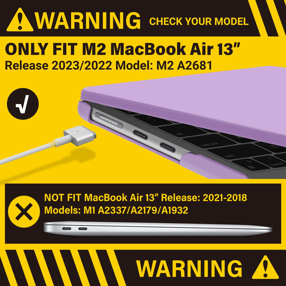 Frosted Hard Shell Case with Keyboard Skin for 2022-2023 MacBook Air 13 M2 Model A2681 - Violet