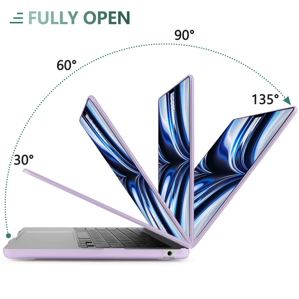 Frosted Hard Shell Case with Keyboard Skin for 2022-2023 MacBook Air 13 M2 Model A2681 - Violet