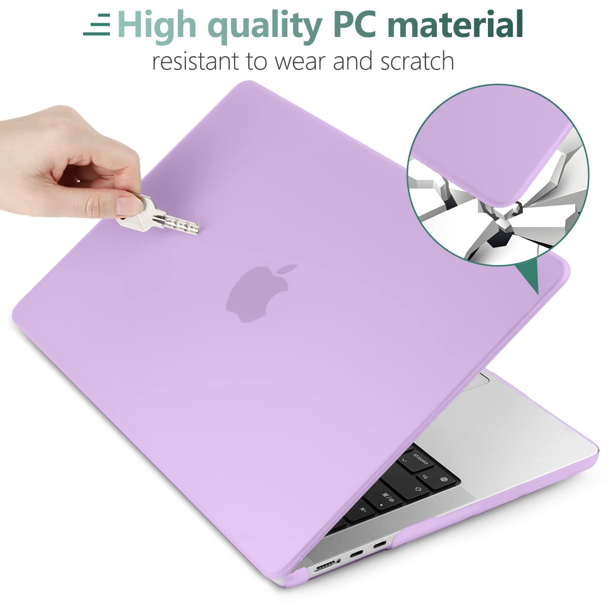 Frosted Hard Shell Case with Keyboard Skin for 2022-2023 MacBook Air 13 M2 Model A2681 - Violet