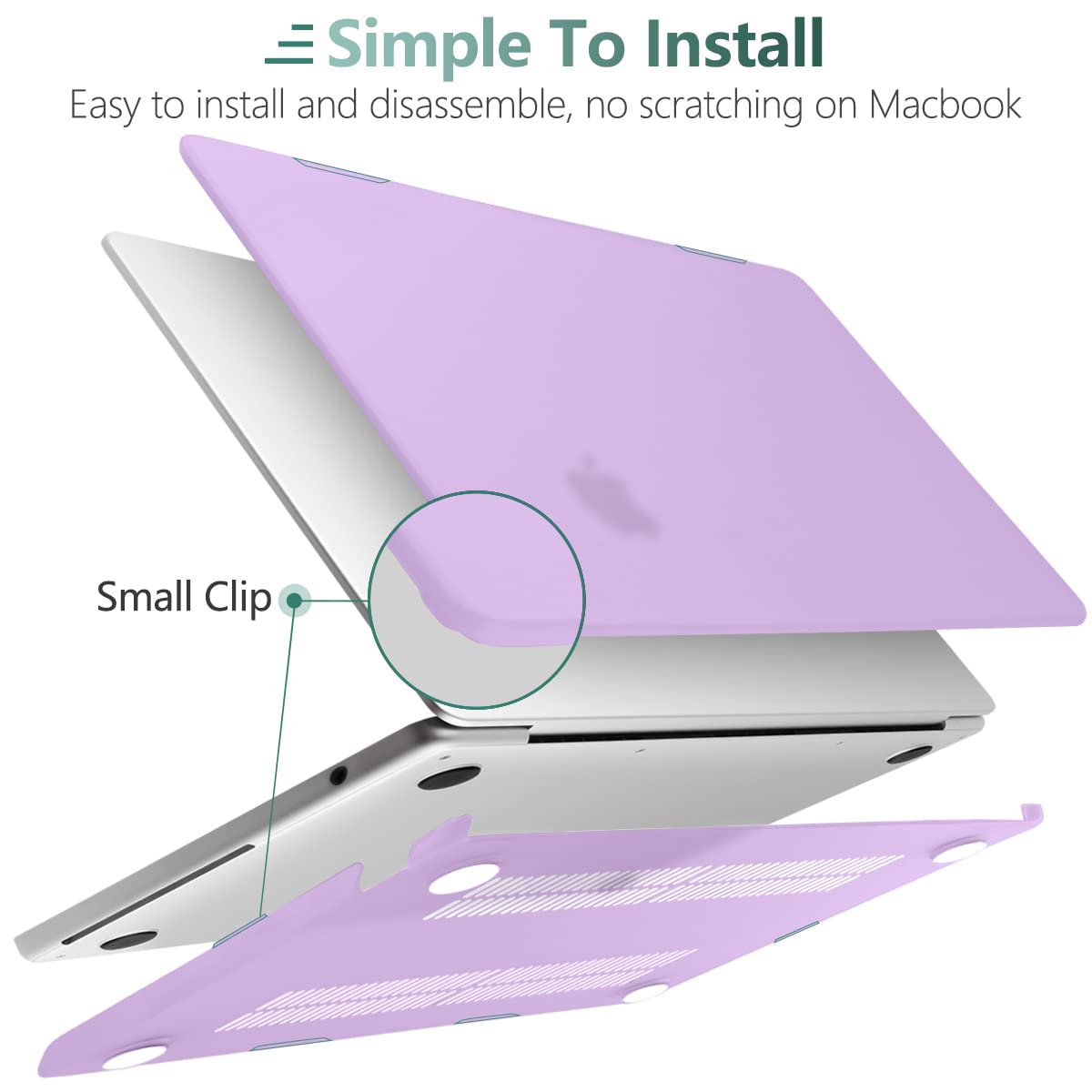 Frosted Hard Shell Case with Keyboard Skin for 2022-2023 MacBook Air 13 M2 Model A2681 - Violet