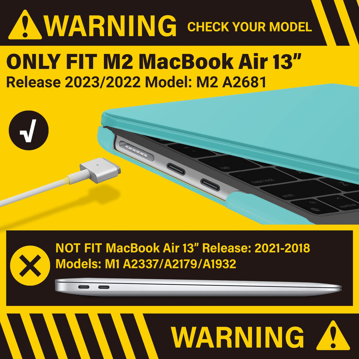 Turquoise Protective Hard Case & Silicone Keyboard Skin for 2023/2022 MacBook Air 13 M2 Model A2681