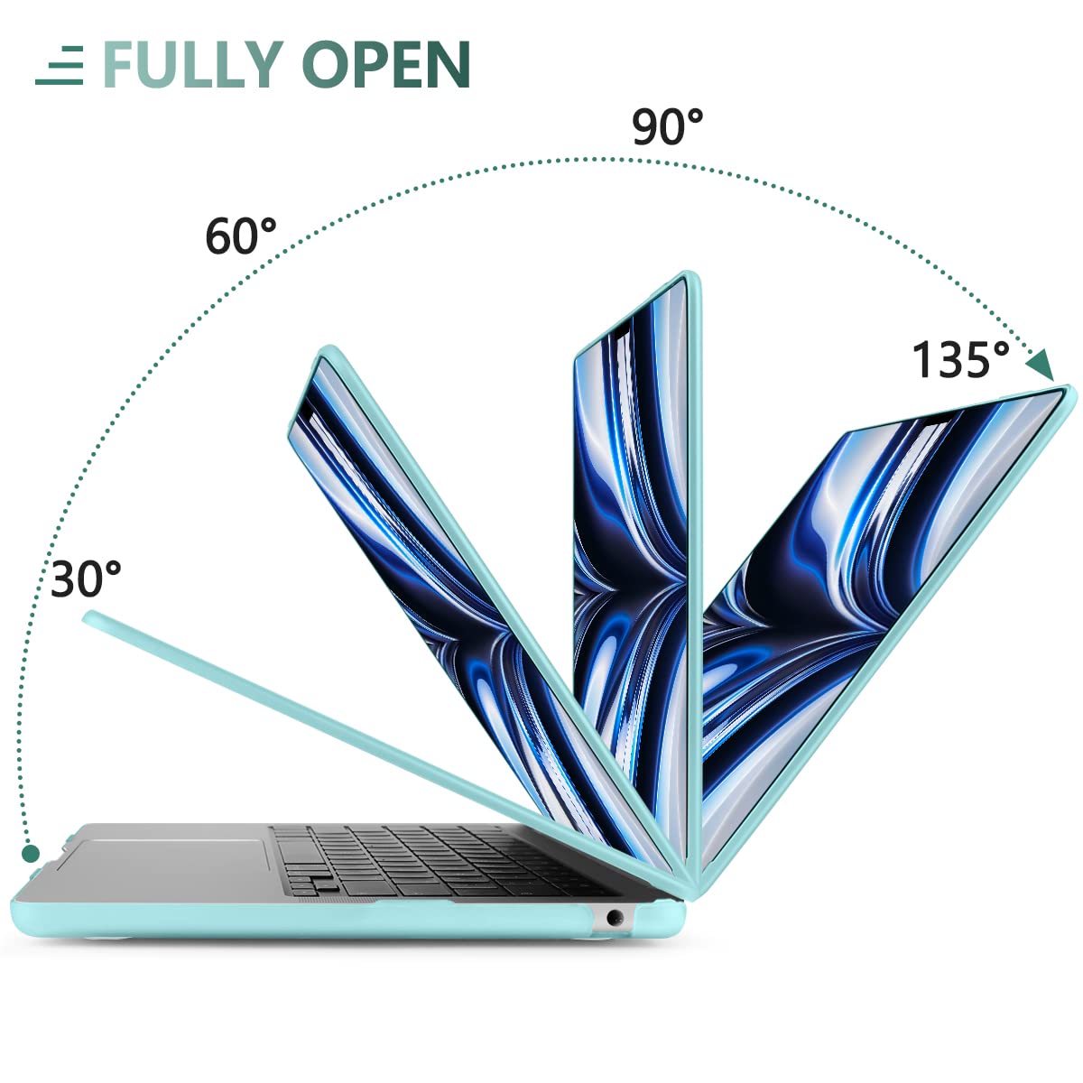 Suitable for 2023 2022 MacBook Air 13 inch case M2 Model A2681 Hard Shell Case Keyboard Cover Turquoise