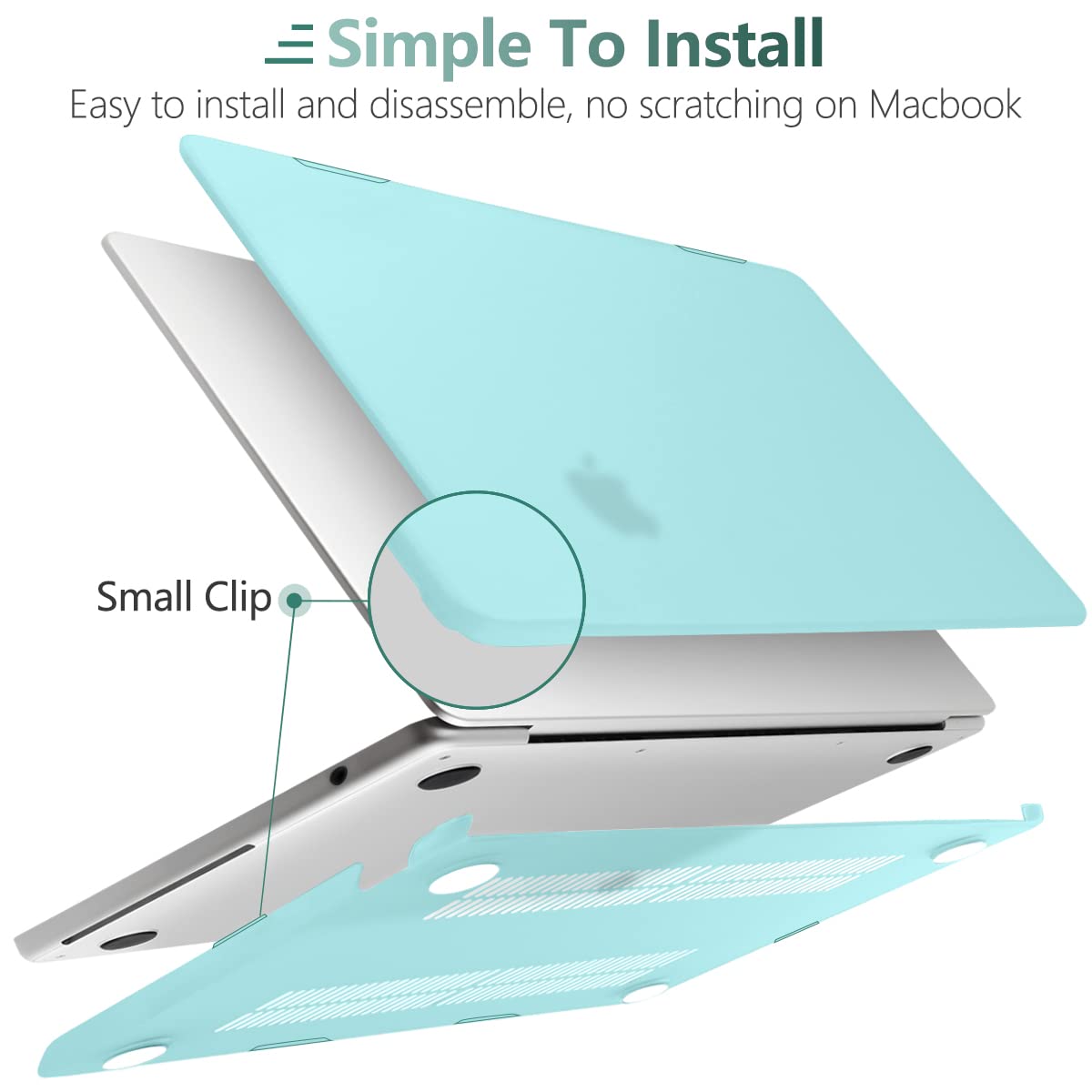 Turquoise Protective Hard Case & Silicone Keyboard Skin for 2023/2022 MacBook Air 13 M2 Model A2681