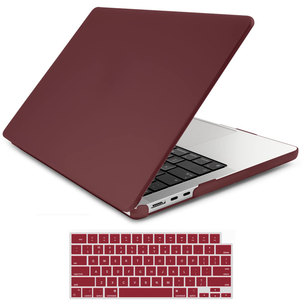 Chic Wine Red Hard Shell Cover with Keyboard Protector for 2023 2022 MacBook Air 13 M2 Model A2681