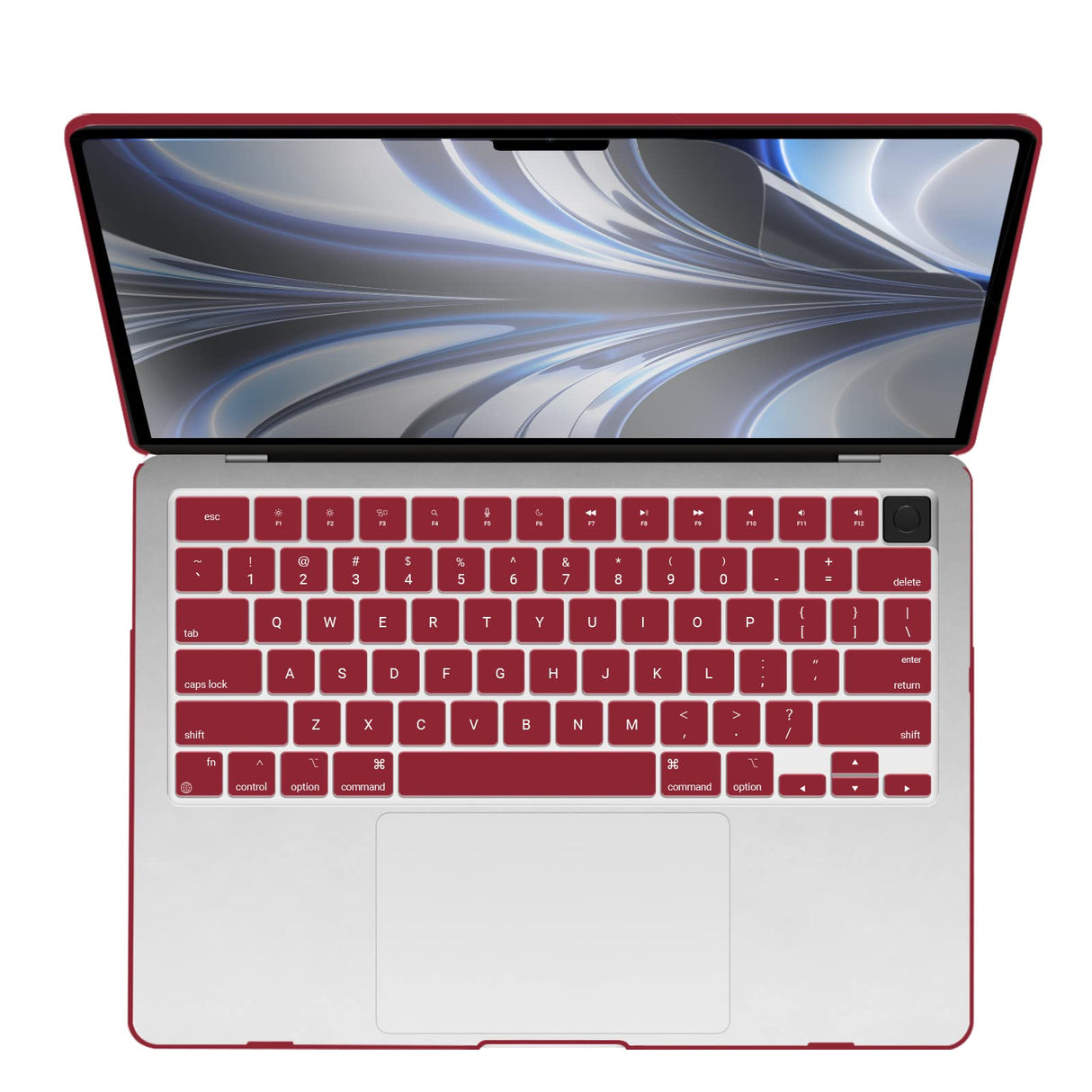 Chic Wine Red Hard Shell Cover with Keyboard Protector for 2023 2022 MacBook Air 13 M2 Model A2681