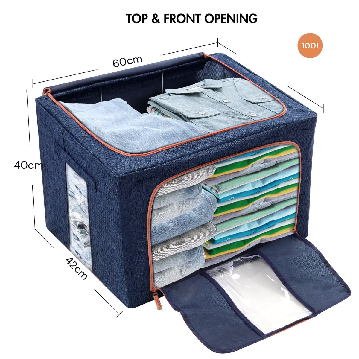 100L Cloth Storage Box Closet Organizer Storage Bags Clothes Storage Bags Wardrobe Organizer Idea Gr