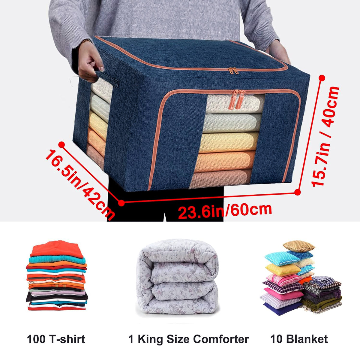 100L Cloth Storage Box Closet Organizer Storage Bags Clothes Storage Bags Wardrobe Organizer Idea Gr