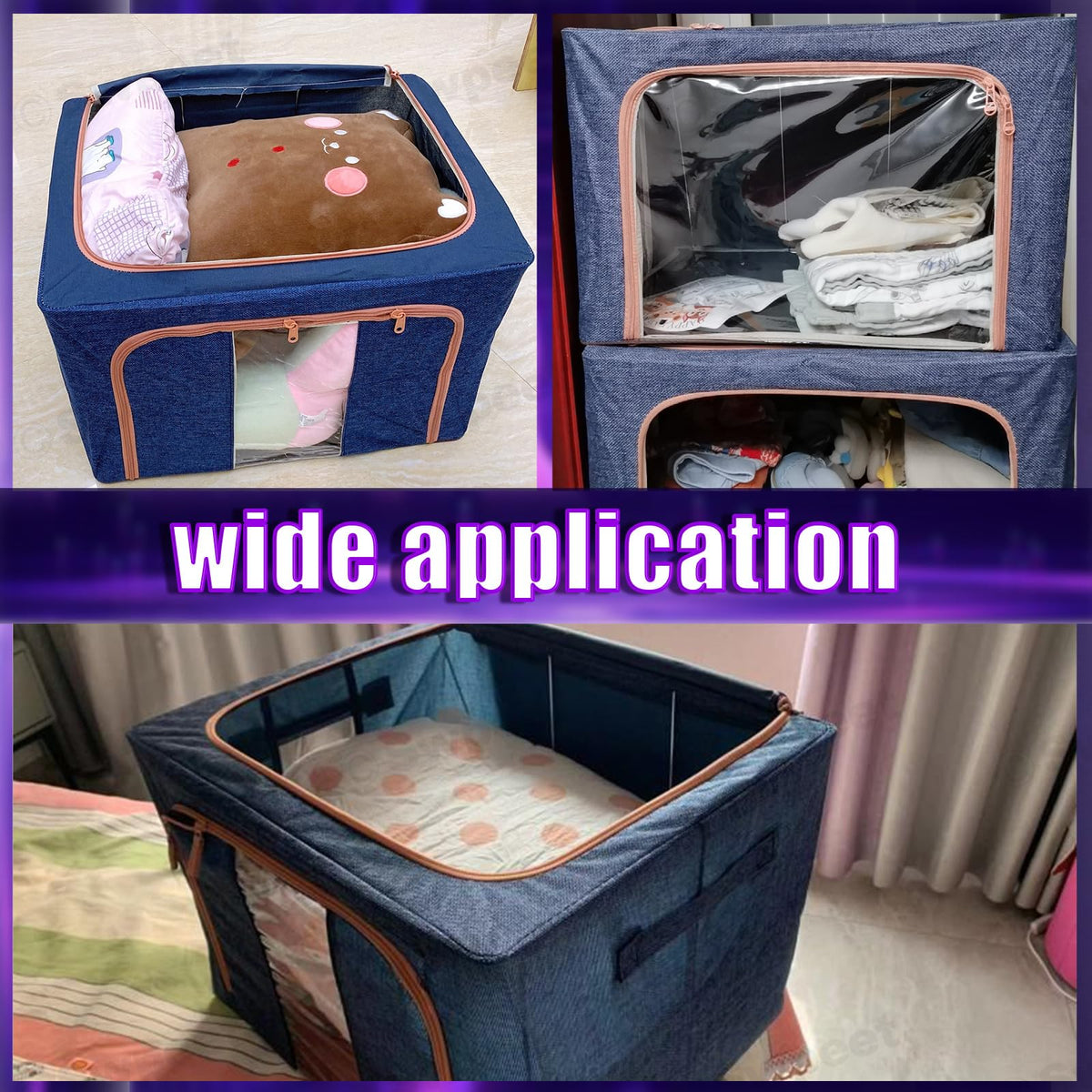 100L Cloth Storage Box Closet Organizer Storage Bags Clothes Storage Bags Wardrobe Organizer Idea Gr