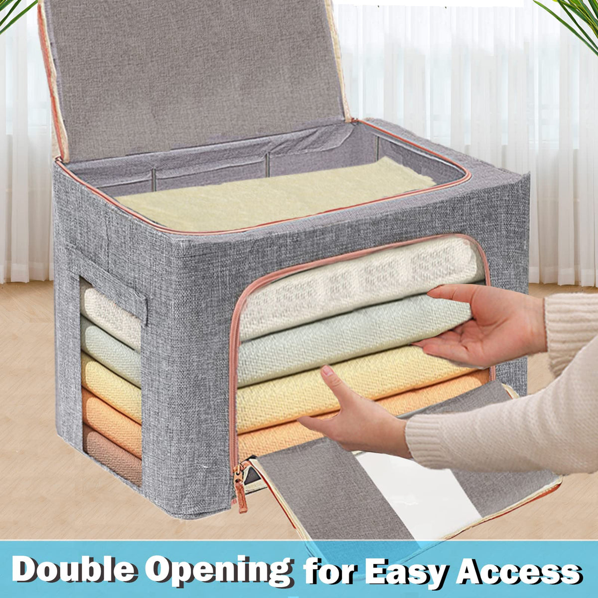 100L Cloth Storage Box Closet Organizer Storage Bags Clothes Storage Bags Wardrobe Organizer Idea Gr